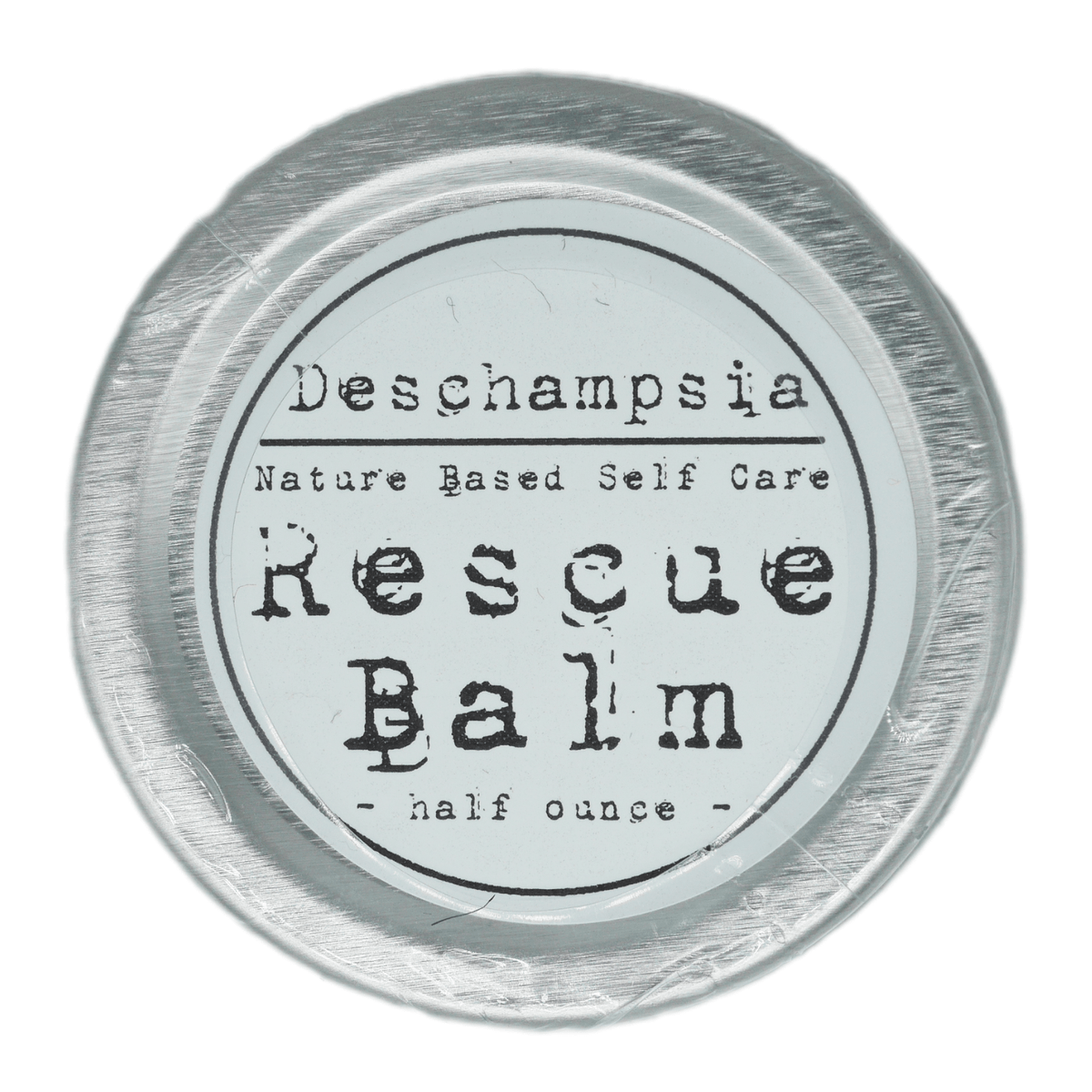 Two-ounce Rescue Balm tin viewed from above