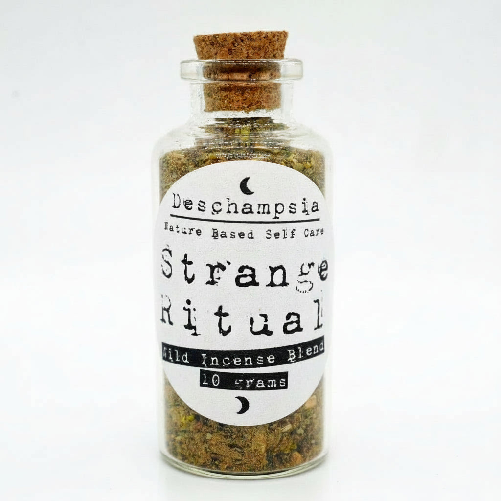 Strange Ritual Wild Incense Blend in a glass bottle