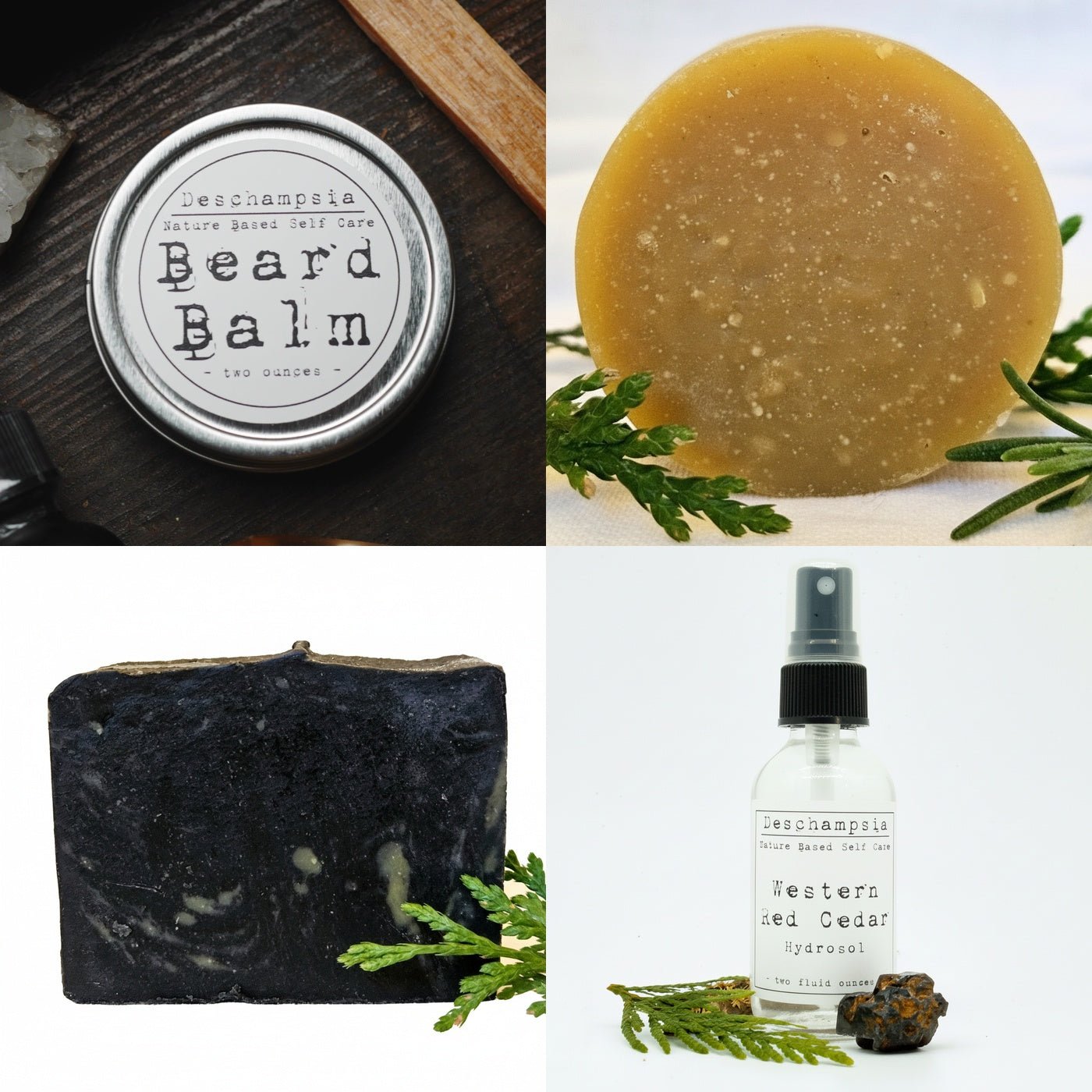 Forest Beard Grooming Set – Hair, Face, and Body - Deschampsia - Nature Based Self Care