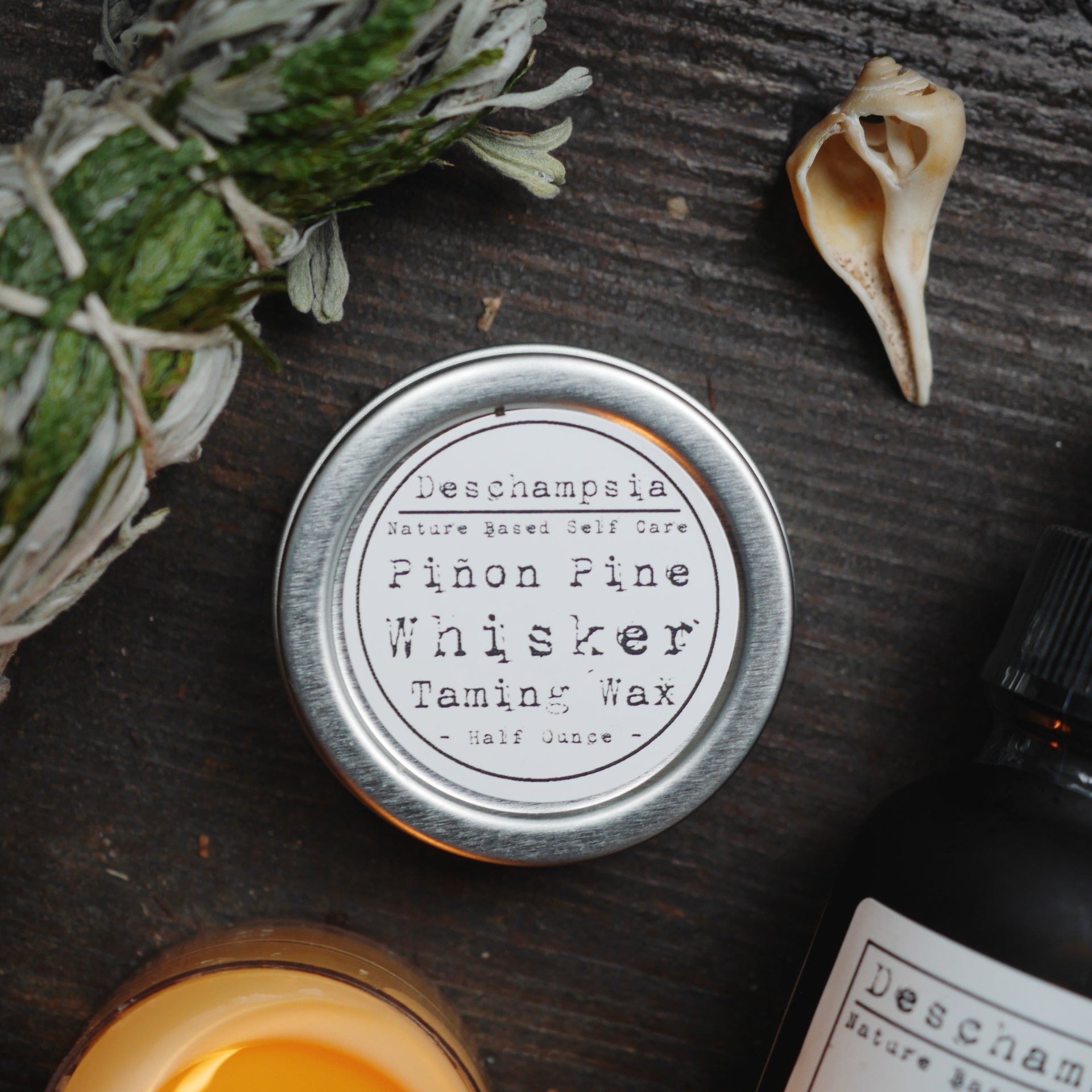 Piñon Pine Whisker Taming Wax - Deschampsia - Nature Based Self Care